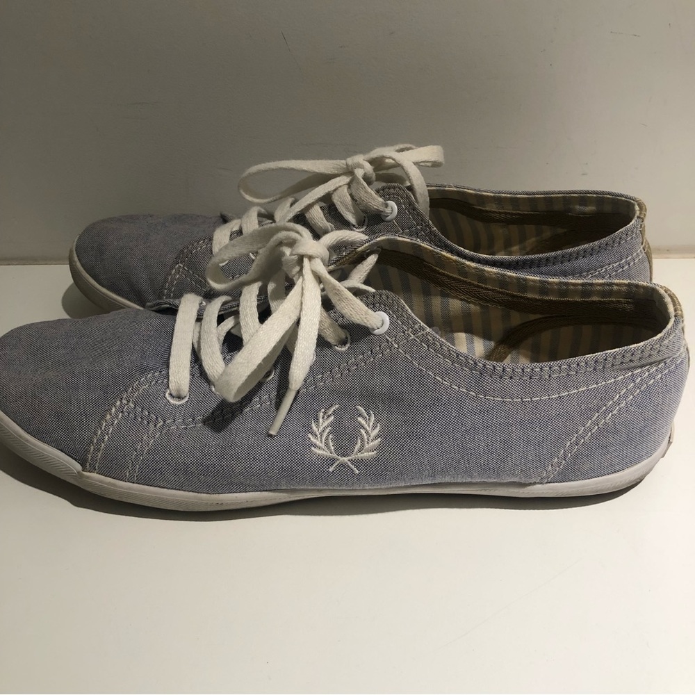Mens Fred Perry Blue chambray Canvas Shoes
